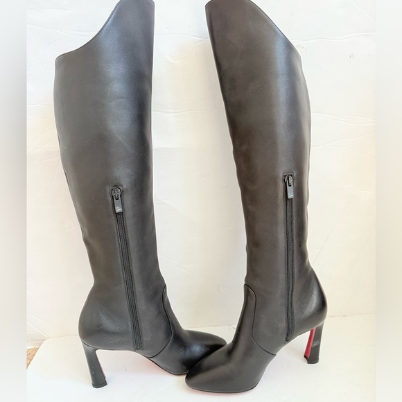 Christian Louboutin Black leather Eleonor Botta 85mm knee-high boots EU 37 - Picture 4 of 15